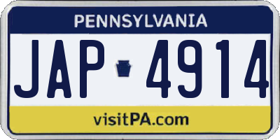 PA license plate JAP4914