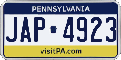 PA license plate JAP4923