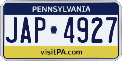 PA license plate JAP4927