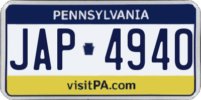 PA license plate JAP4940