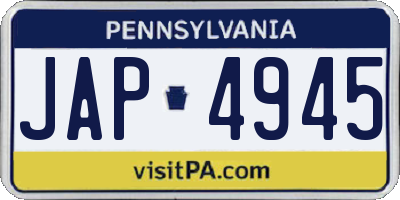 PA license plate JAP4945