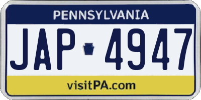 PA license plate JAP4947