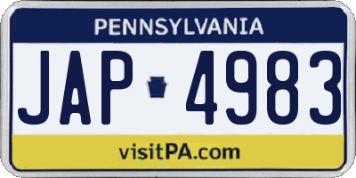 PA license plate JAP4983
