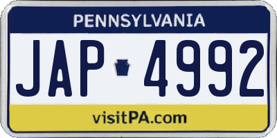 PA license plate JAP4992