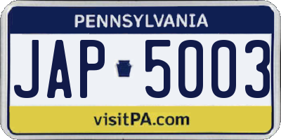 PA license plate JAP5003