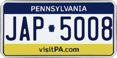 PA license plate JAP5008