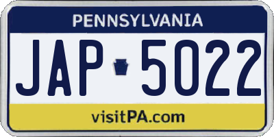 PA license plate JAP5022