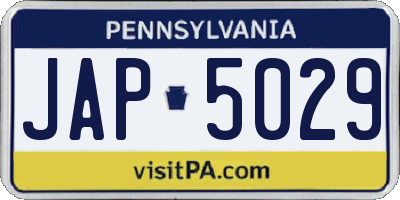 PA license plate JAP5029
