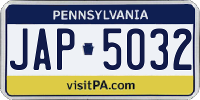 PA license plate JAP5032