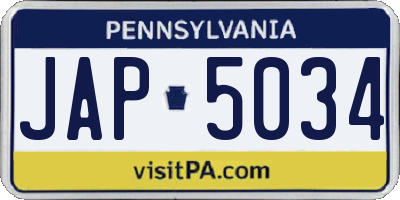 PA license plate JAP5034