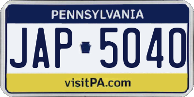 PA license plate JAP5040