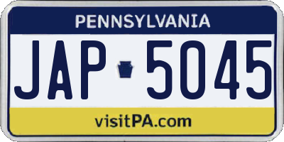 PA license plate JAP5045