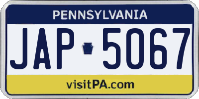 PA license plate JAP5067
