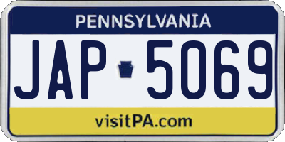 PA license plate JAP5069