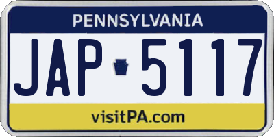 PA license plate JAP5117