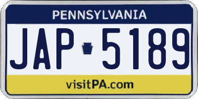 PA license plate JAP5189