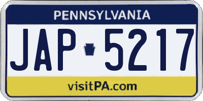 PA license plate JAP5217