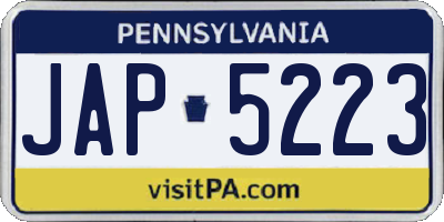 PA license plate JAP5223