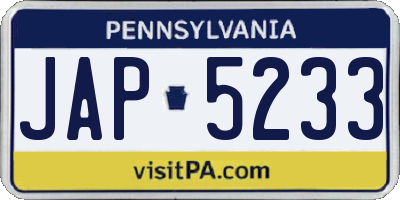 PA license plate JAP5233