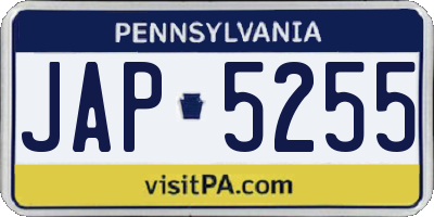 PA license plate JAP5255