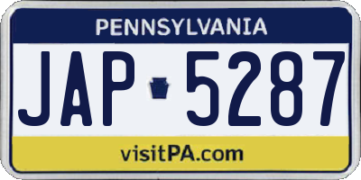PA license plate JAP5287