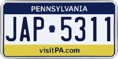 PA license plate JAP5311