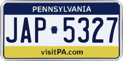 PA license plate JAP5327
