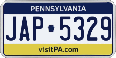 PA license plate JAP5329