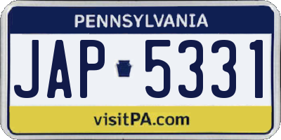 PA license plate JAP5331