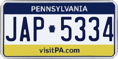 PA license plate JAP5334