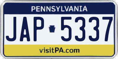PA license plate JAP5337