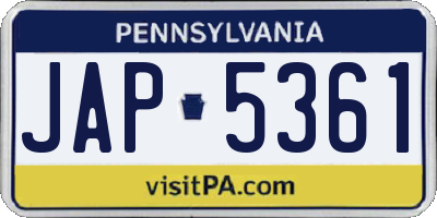 PA license plate JAP5361