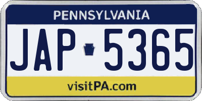 PA license plate JAP5365