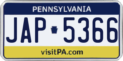 PA license plate JAP5366