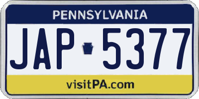 PA license plate JAP5377