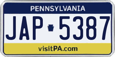 PA license plate JAP5387