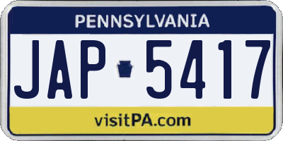 PA license plate JAP5417