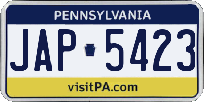 PA license plate JAP5423