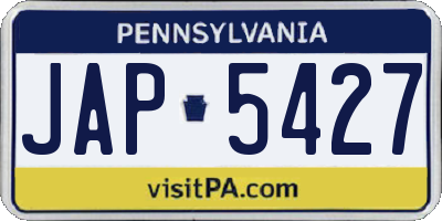 PA license plate JAP5427