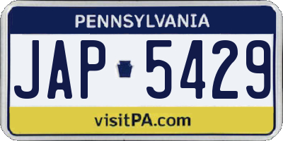 PA license plate JAP5429