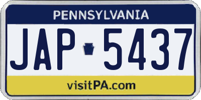 PA license plate JAP5437