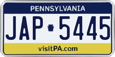PA license plate JAP5445