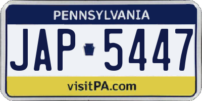 PA license plate JAP5447