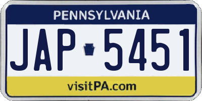 PA license plate JAP5451