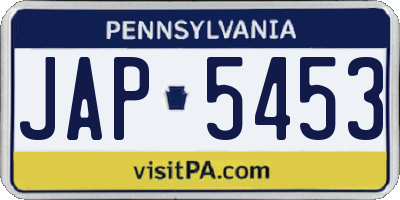 PA license plate JAP5453