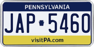 PA license plate JAP5460