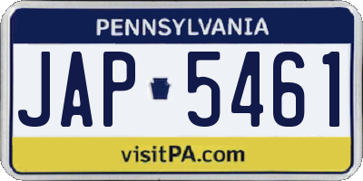 PA license plate JAP5461