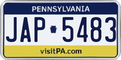 PA license plate JAP5483