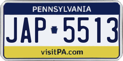 PA license plate JAP5513