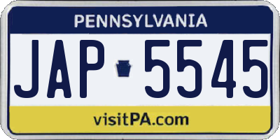 PA license plate JAP5545